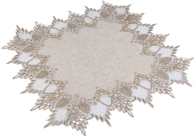 Dailygoods- Tafelhoes Elegant - Vierkante Tafelhoes - Linnen Tafelkleed - 40 cm x 40 cm - Kanten Rand - Decoratieve Placemat
