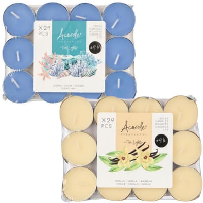 Acorde theelichtjes - 48x - 24x ocean - 24x vanille - aroma/geurkaarsen