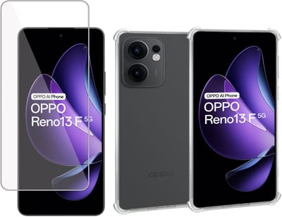 ChiGuard Hoesje & Screenprotector geschikt voor OPPO Reno 13 F / FS – Gehard Glas Cover + Shock Proof Case - Transparant