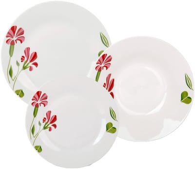 Bella Fiore Premium 18-delige Porseleinen Bordenset – Serviesset AR-75 – Soep, Diner & Dessertborden – Voor 6 Personen – Elegant Wit Design