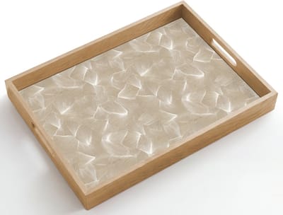 Dienblad hout 50x35 cm - Schootdienblad - Organisch - Textuur - Beige - Borrelplank rechthoek - Plateau dienbladen
