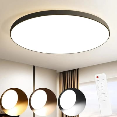 NETTLIFE Plafondlamp LED - 28 cm - Zwart - Dimbaar - rond - IP44 Plafondverlichting - 30W - voor Keuken | Badkamer | Gang | Woonkamer | Slaapkamer