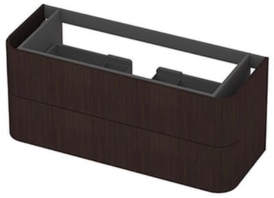 INK - Afgeronde Onderkast Fineer 2 Laden Softclose Tbv Grepen - 1200x450x520 Mm - Dark Veneer