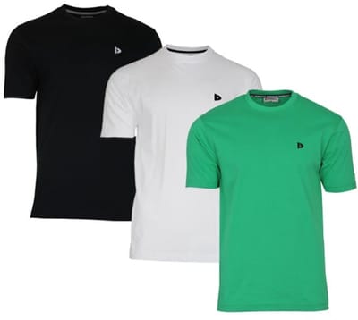 3-Pack Donnay - T-shirt (Vince) - Sportshirt - Heren - Black/White/Grass green (676) - maat M