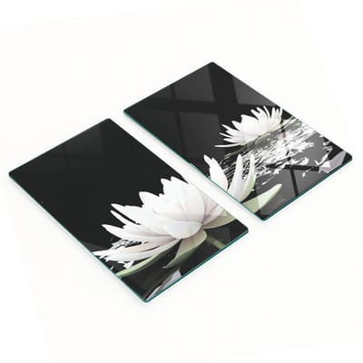 Set van twee decoratieve glazen keukenplanken met waterlelies, 2x30x52 cm