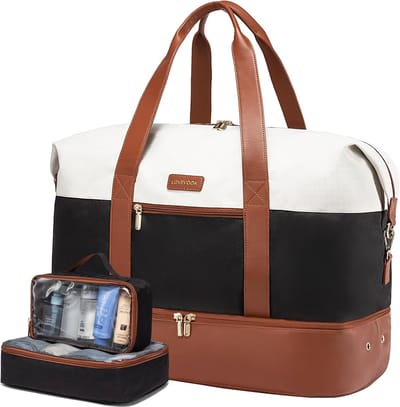 Multifunctionele Beige-Zwarte-Bruine Reistas voor Dames - Perfect voor Weekendtrips en Vliegreizen