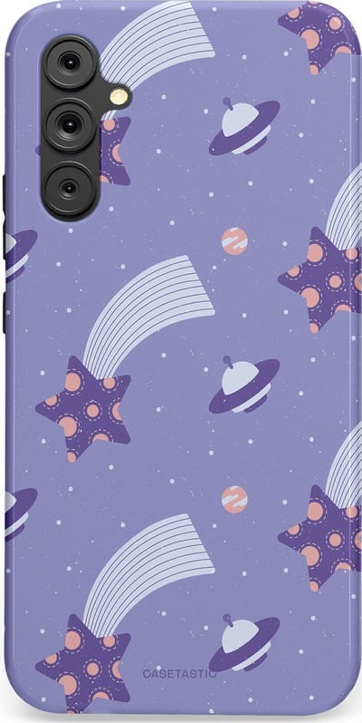 Casetastic Hoesje Geschikt voor Samsung A34 (5G) - Stijlvolle Beschermende Duo-layer Case - Sterrenhemel Lila