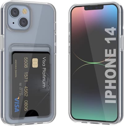 Casemania Hoesje Geschikt voor Apple iPhone 14 - Transparant - Siliconen Back Cover met Kaarthouder