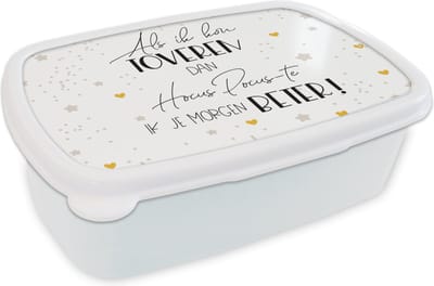 Broodtrommel Wit - Lunchbox - Brooddoos - Get well soon - Quotes - Sterren - Toveren - 18x12x6 cm - Volwassenen