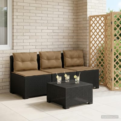 vidaXL - 3-Zits - Tu - bank - met - Kussens - Rattan - Look - 3-zits - PP - Antraciet