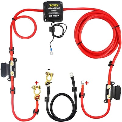 Dubbel Batterij Relais - Scheidingsrelais Kit - Voertuig Opladen - IP65 Waterdicht - 12V 140A - Zwart
