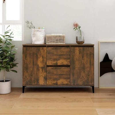 vidaXL - Dressoir - 102x35x70 - cm - bewerkt - hout - gerookt - eikenkleurig
