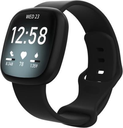 By Qubix - Compatible Fitbit bandje - geschikt voor Fitbit Versa 3 & 4 / Sense 1 & 2 Sportbandje - Zwart - Maat: S/M Smartwatchbandje bandje Armband Polsband Strap Band Watchband