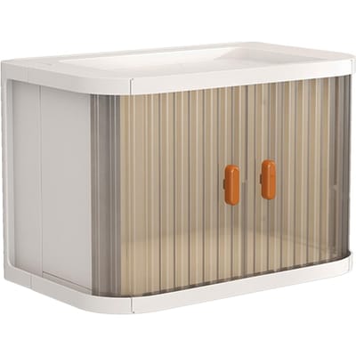 Opvouwbare Desktop Opbergdoos met 2-weg Schuifdeur Stapelbaar Ruime Capaciteit Organizer Container