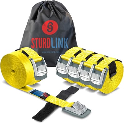 Set van 6 Spanbanden 2 Meter met Gesp en Klittenband Lus - 250 kg