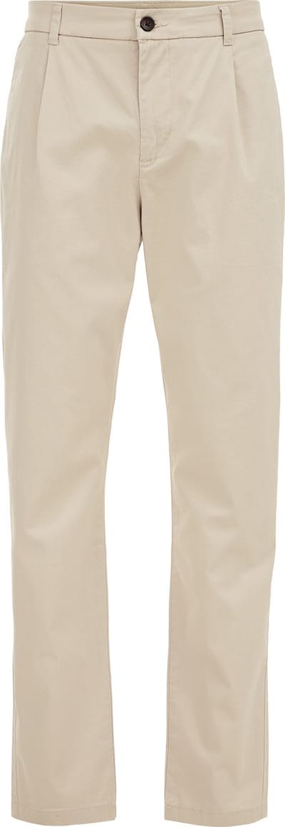 WE Fashion Heren tapered fit broek met bandplooi en stretch