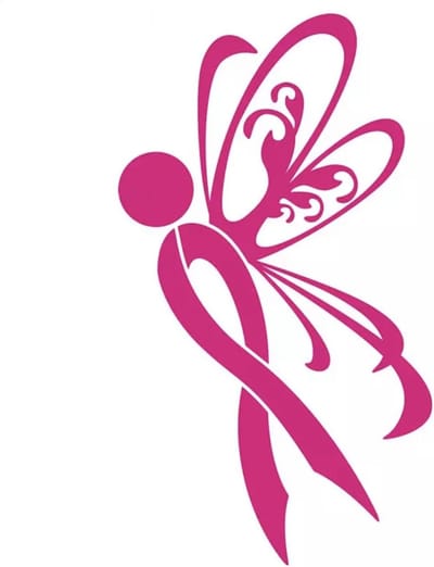 GoedeDoelen.Shop | Auto Sticker Pink Ribbon Vlinder | Autosticker | Pink Ribbon Sticker | Vlinder Sticker | Weerbestendig | Transformatie | Afmeting ca: 9 x 15 CM