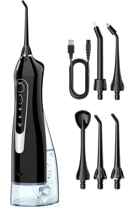 TopChoice® Waterflosser Draadloos - Monddouche - Mondreiniger - 30 Dagen Batarij Duur - Zwart