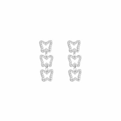 Oorbellen met vlinders - Yehwang - Zilveren oorbellen - Stainless Steel oorbellen dames (verkleurt niet!) - Zilver - Oorbellen - Waterproof - 2,5 x 1 cm - Kerst sieraden - Kerst - Party - Sinterklaas - Moederdag - Valentijn - Cadeau - Oorbellen