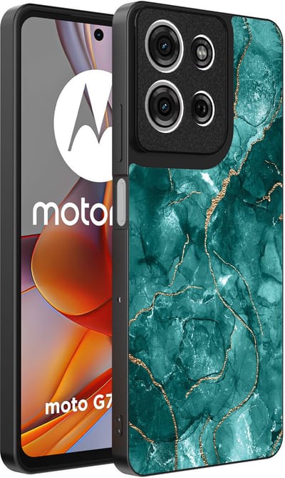 Smartphonica Telefoonhoesje Geschikt voor Motorola Moto G75 met marmer opdruk - TPU backcover case marble design - Groen Goud geschikt voor Motorola Moto G75