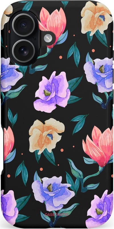 Casetastic hoesje geschikt voor Apple iPhone 17 - MagSafe - Dubbellaagse bescherming - Avondtuin - Fashion Case - Zwart Petrol Lavendel