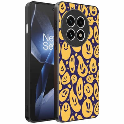 Geschikt voor OnePlus 13R Telefoonhoesje met smiley opdruk - TPU backcover case emoji design - Paars Geel - Smartphonica geschikt voor OnePlus 13R
