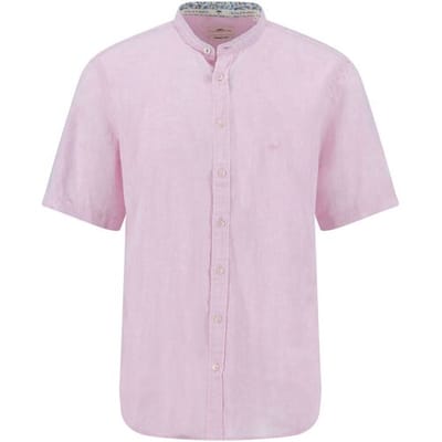 Fynch-Hatton Overhemd Uni Color Linnen Cotton Stand-Up Collar Light Peony / male