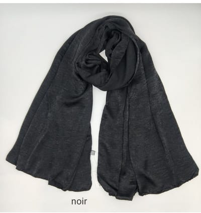Lange glanzende dunne dames sjaal Alma-effen zwart-omslagdoek-stola