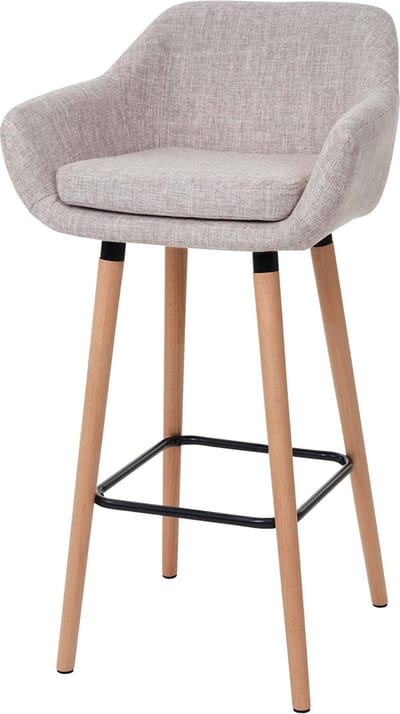Set van 2 barkrukken Malmö T381, barkruk counterkruk ~ textiel, crèmegrijs