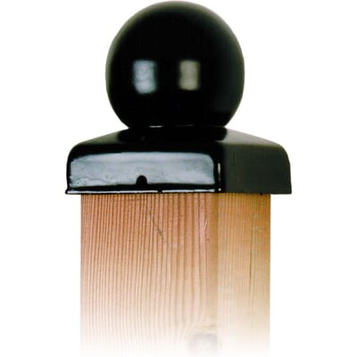 Paalornament bol paalkap zwart voor tuinpaal 71mm