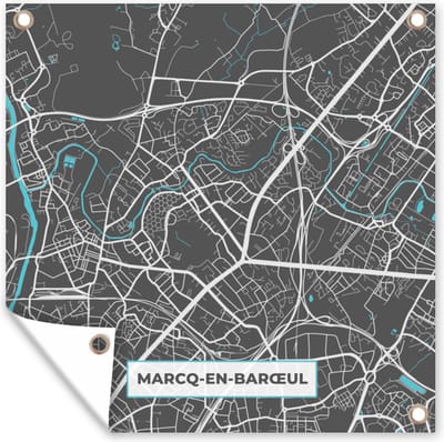 Tuin poster Marcq-en-Barœul - Stadskaart - Kaart - Plattegrond - Frankrijk - 200x200 cm - Tuindoek
