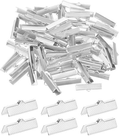 METERXITY 280 stuks lintuiteinden met klemmen, 1in/25 mm metalen armband bladwijzer knijpklem polkadots voor het maken van sieraden/armbanden/kettingen/doe-het-zelf, knijpkoord eindsluitingen
