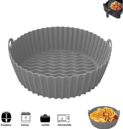 1 stuk - Heteluchtfriteuse Siliconen Bakplaat - Siliconen Airfryer Bakplaat - Airfryer Plaat - grijs - 27*25*7cm - Herbruikbare Airfryer Accessoire - Anti-aanbak Universele Airfryer Mat - Siliconen Airfryer Mand - Siliconen Airfryer