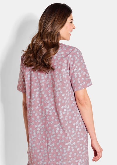 Twee nachthemden van puur katoen - wit / rosé / gedess. - Gr. 38 van Goldner Fashion
