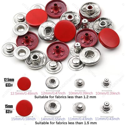 12.5/15Mm Metalen Knopen Lederen Drukknoop Ronde Zware Naaiaccessoires Kleurknop Voor Kleding Jassen Tassen Leerbewerking 15mm-20S rood