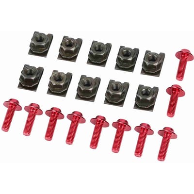 Kit de Boulons de Carénage de Moto 5*16MM Vis Spire Vitesse Attache Rapide Clip Écrou rouge