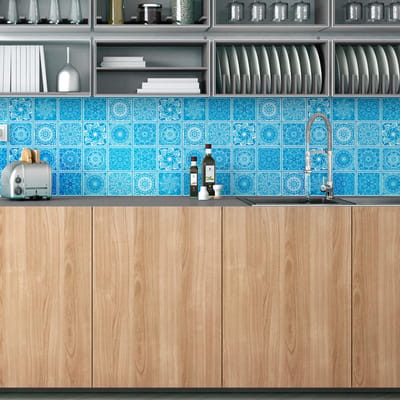 Zelfklevende muurtegelstickers voor keuken en badkamer - 24 Boheemse tegelstickers van ADSILA - 24 stickers, 15x15cm