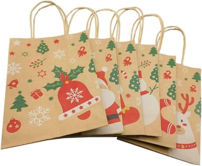 Dailygoods - 12 stuks cadeauzakjes voor Kerstmis - Duurzaam kraftpapier
