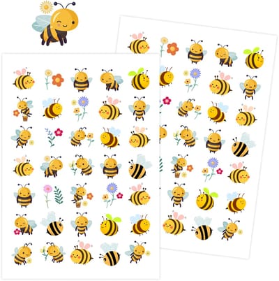 Bijen Stickers - 2 Stickervellen met 70 Bijtjes Stickers - Lente Stickers