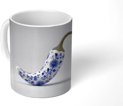 Mok - Koffiemok - Chilipeper - Keramiek - Blauw - Mokken - 350 ML - Beker - Koffiemokken - Theemok