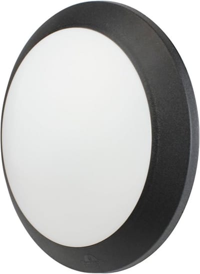 Ronde LED plafondlamp voor binnen en buiten, IP66, E27-fitting, zwart opaalglas