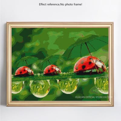 Diamantschilderij Dier Lieveheersbeestje Volledige Ronde Kruissteek 5D DIY Diamant Borduurwerk 20X30CM black