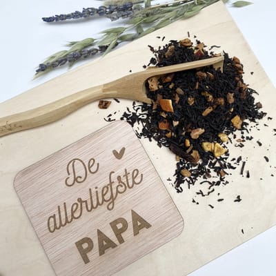 Het Theeplankje Giftset Speciaal 'De Allerliefste Papa' - thee cadeau, thee pakket, thee cadeaupakket, theeset, thee geschenkset, thee gift, papa cadeau, vader cadeau