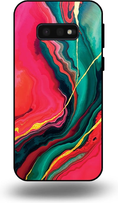 Smartphonica Telefoonhoesje Geschikt voor Samsung Galaxy S10E met Rood Groen Marmer Opdruk - TPU Backcover Case Red Green Marble Design geschikt voor Samsung Galaxy S10E