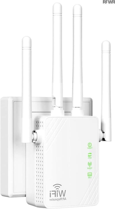 RFWR® Draadloze wifi extender tot 5000 sq.ft met ethernet en eenvoudige 1-knops installatie