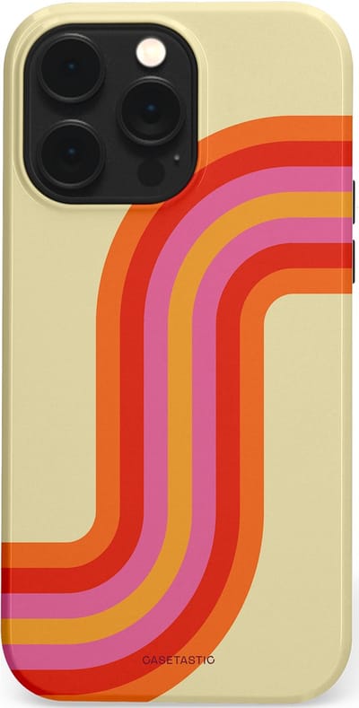 Casetastic hoesje geschikt voor Apple iPhone 14 Pro Max - MagSafe - Dubbellaagse bescherming - Retro bocht - Fashion Case - Zand Rood Oranje Roze