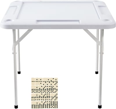 Inklapbare Mahjongtafel, HDPE-Materiaal, 90 x 90 x 74 cm, Ruimtebesparend, Multifunctioneel, Voor 4 Spelers, Wit