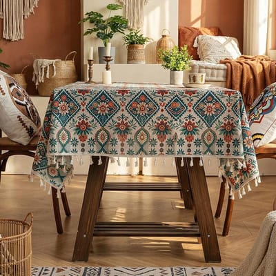 Bohemian Bloemen Geometrisch Tafelkleed Rechthoekig Koffietafelkleed Eettafelkleed met Meerdere Kleuren Patronen om uit te Kiezen 90x90cm