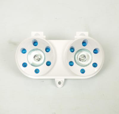 front tnt optic voor mbk 50 rocket scooter wit / blauw nieuw