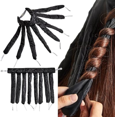 Krulspelden - Krulband - Haarrollers - Sponskrullers - Krullende haarband - Haarkruller - Heatless Curls - Hittevrije Krulband - Hoofdband - Octopus Curls Squid Curler - krultangen voor de nacht - voor lang haar en golvende kapsels - 50*29 cm - zwart